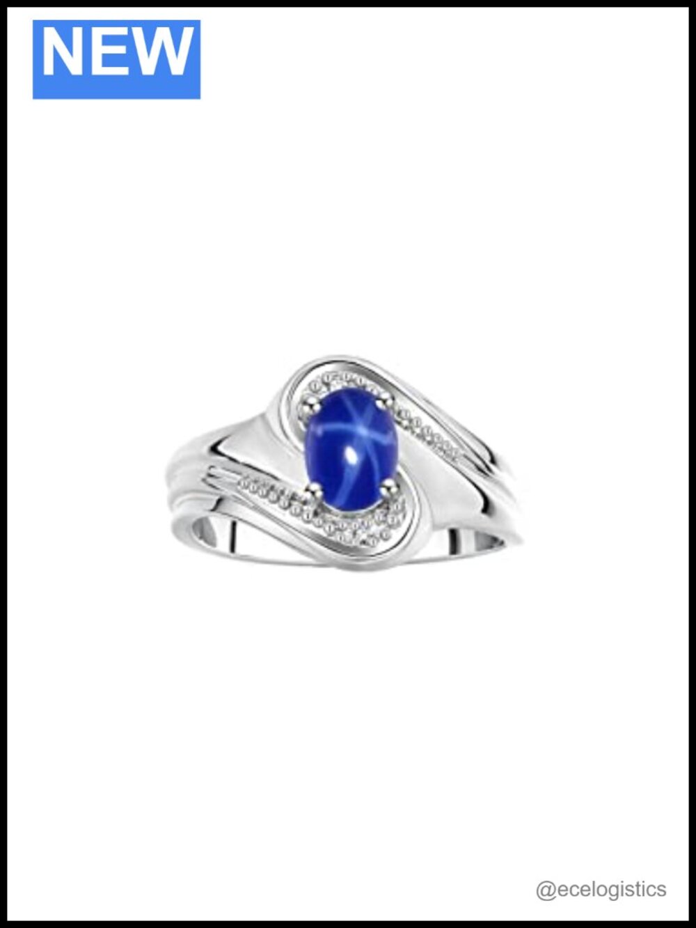Sterling Silver Swirl Ring 7X5MM Oval Gemstone & Diamond Accent